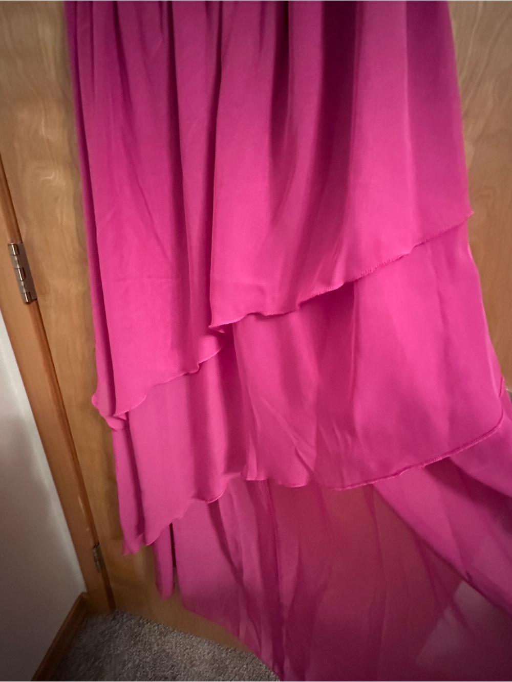 Pink Ruffled High-Low Women's Dress - Picture 4 of 7